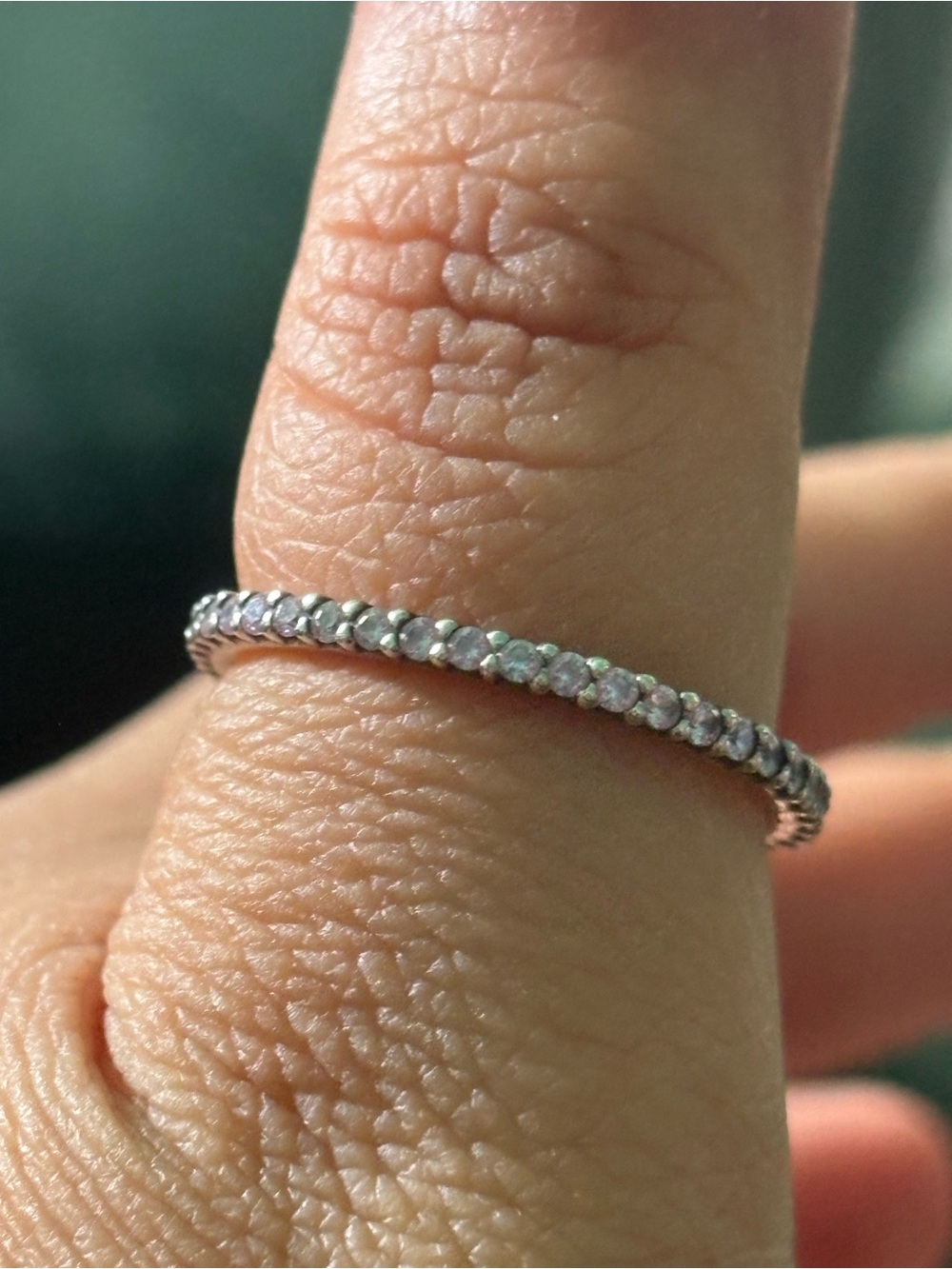 Pandora Silver Eternity Ring with light pink Stones